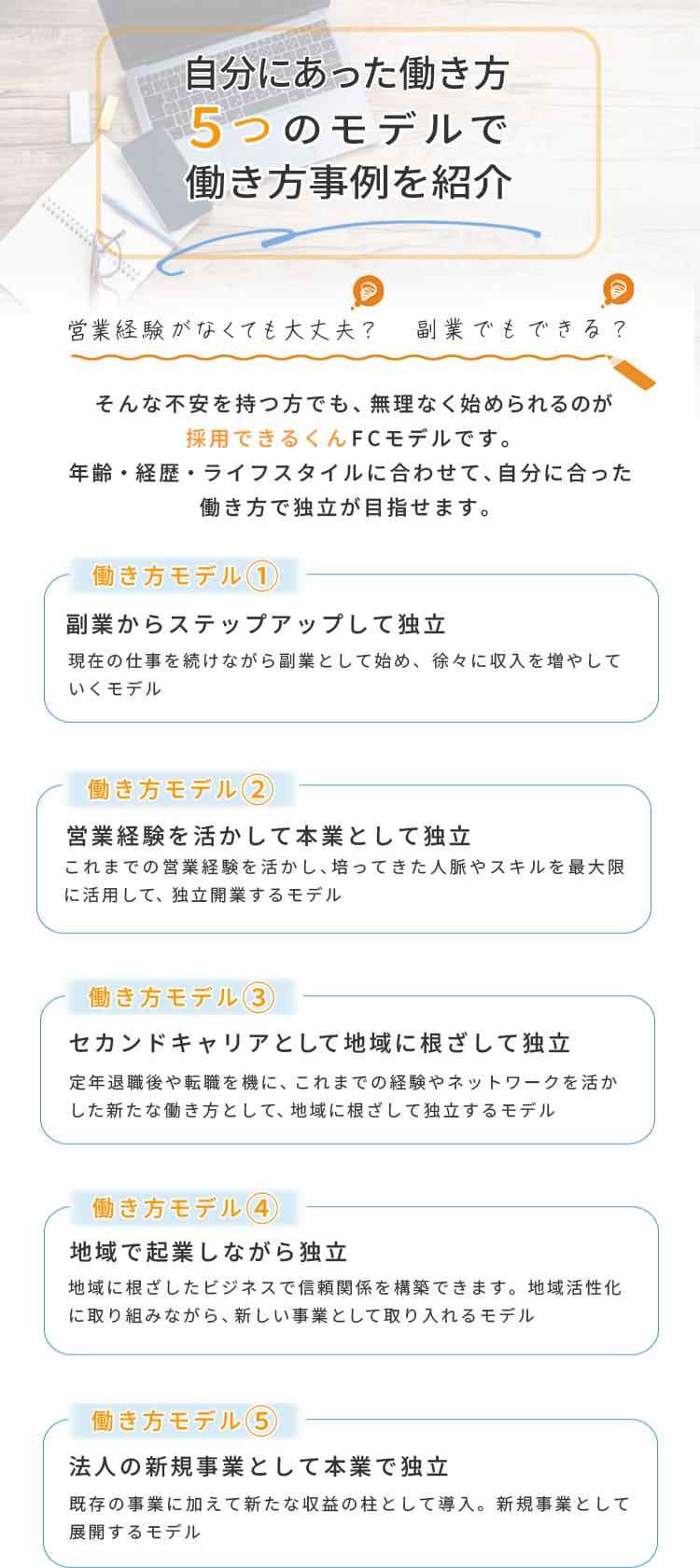 5つのモデルで働き方事例を紹介